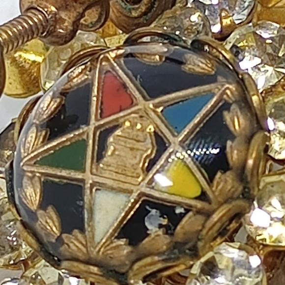 * vintage OEA Order of the Eastern Star screwback earrings - Picture 6 of 6